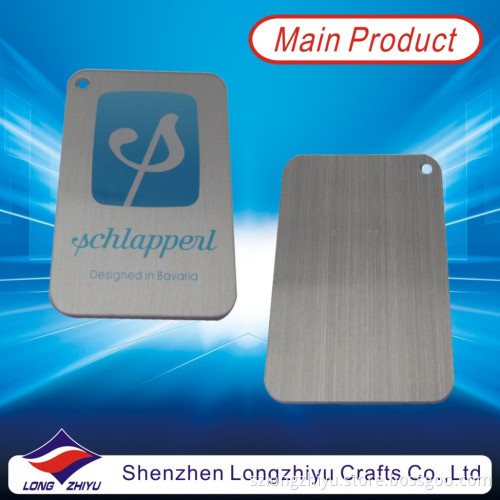 Aluminum Brushed Printing Logo Metal Emblems Dog Tag Label Keyring for Sale (LZY600006)